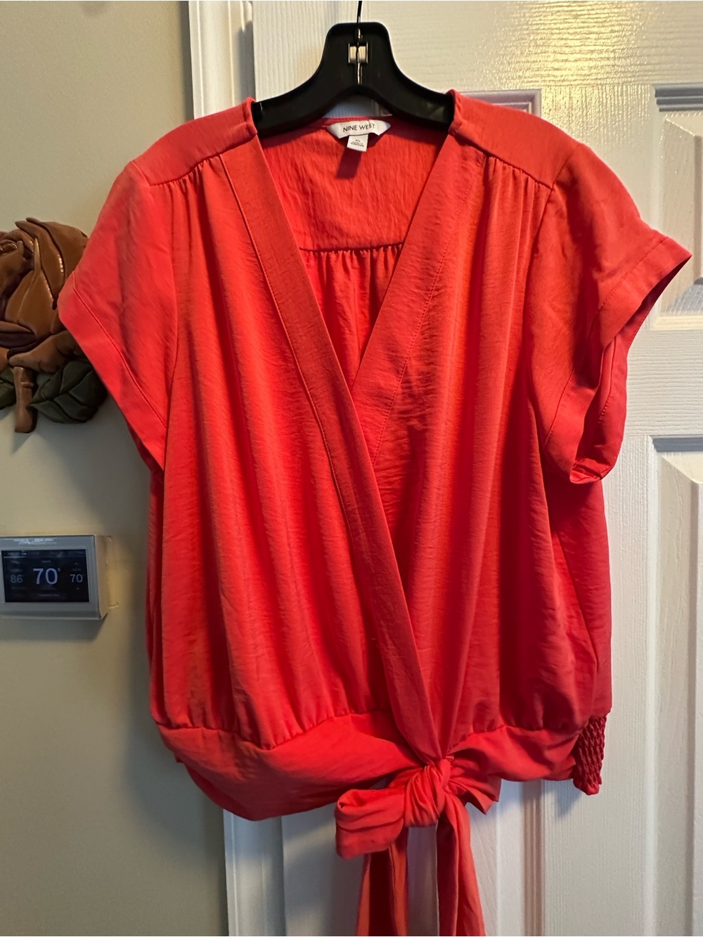 Nine West Coral Tie-Front Surplice Blouse